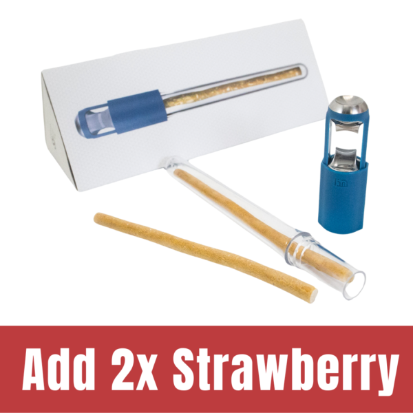 Bekas Pemotong Biru + 2 Batang Kayu Sugi Perisa Strawberry